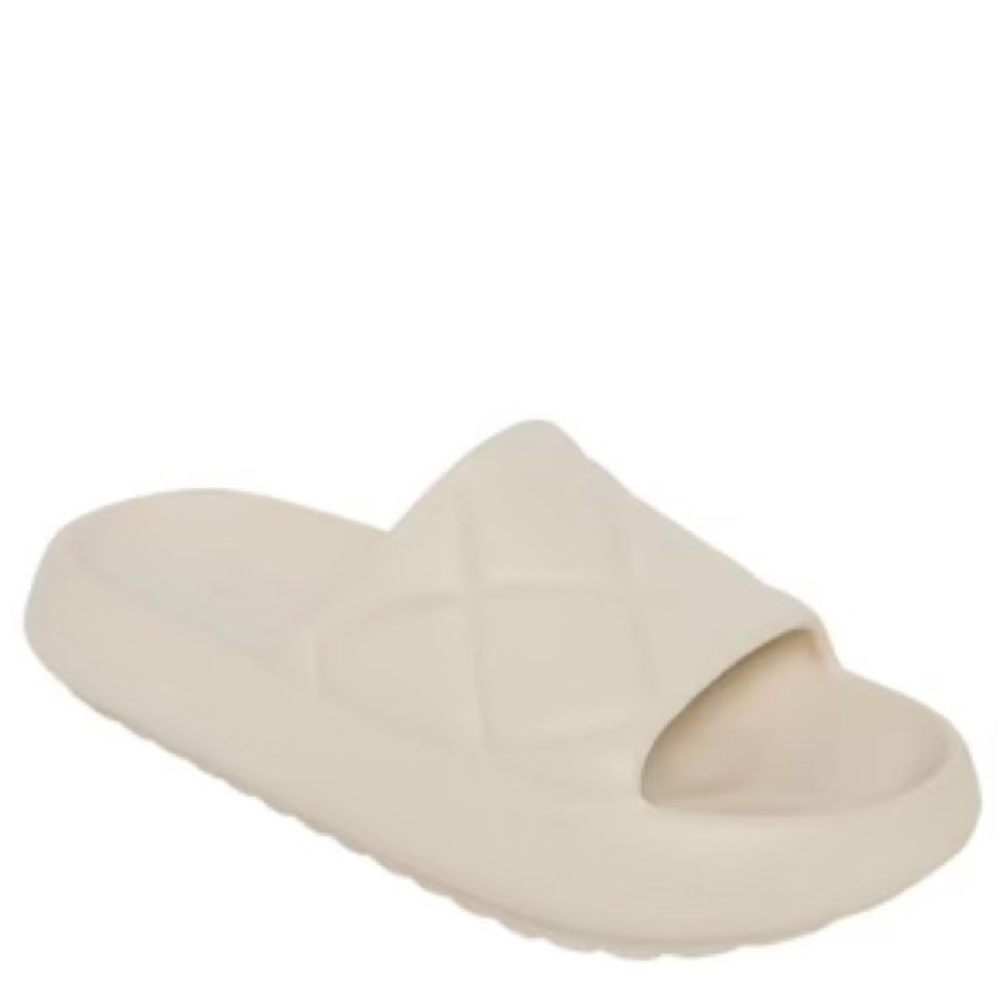 Aldo Cream Minimalist Quilted Slide Sandals